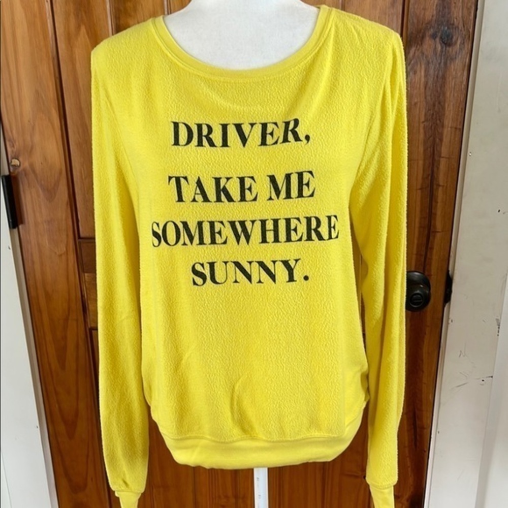 Wildfox Driver Take Me Somewhere Sunny Sweatshirt Yellow Black Small Soft